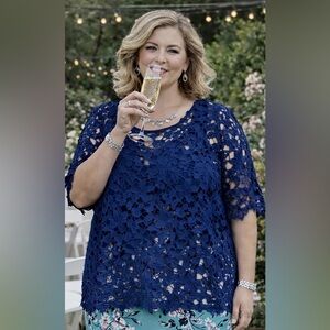 Elegant Blue Lace Women's Top